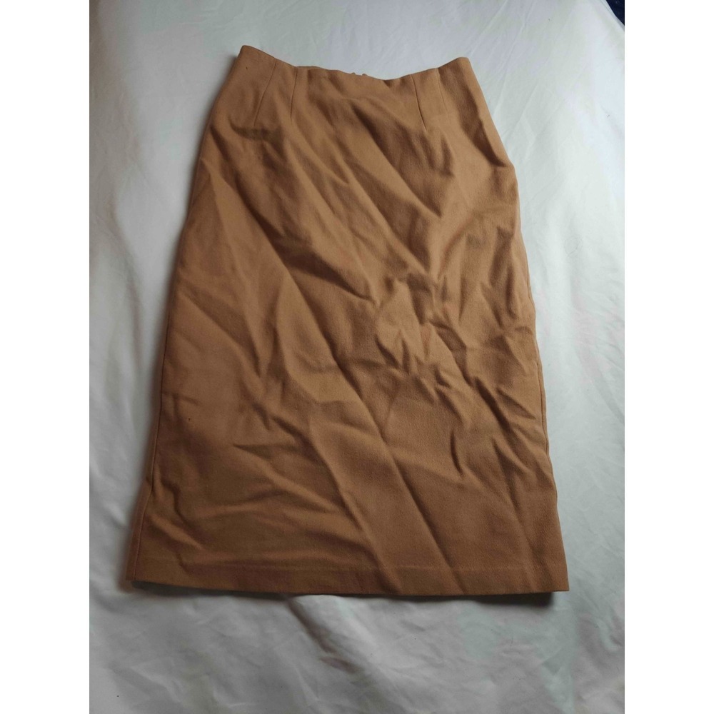Vtg 90s Fox & Hound Midi Skirt 10 Brown Wool Preppy Dark Academia Minimalist USA